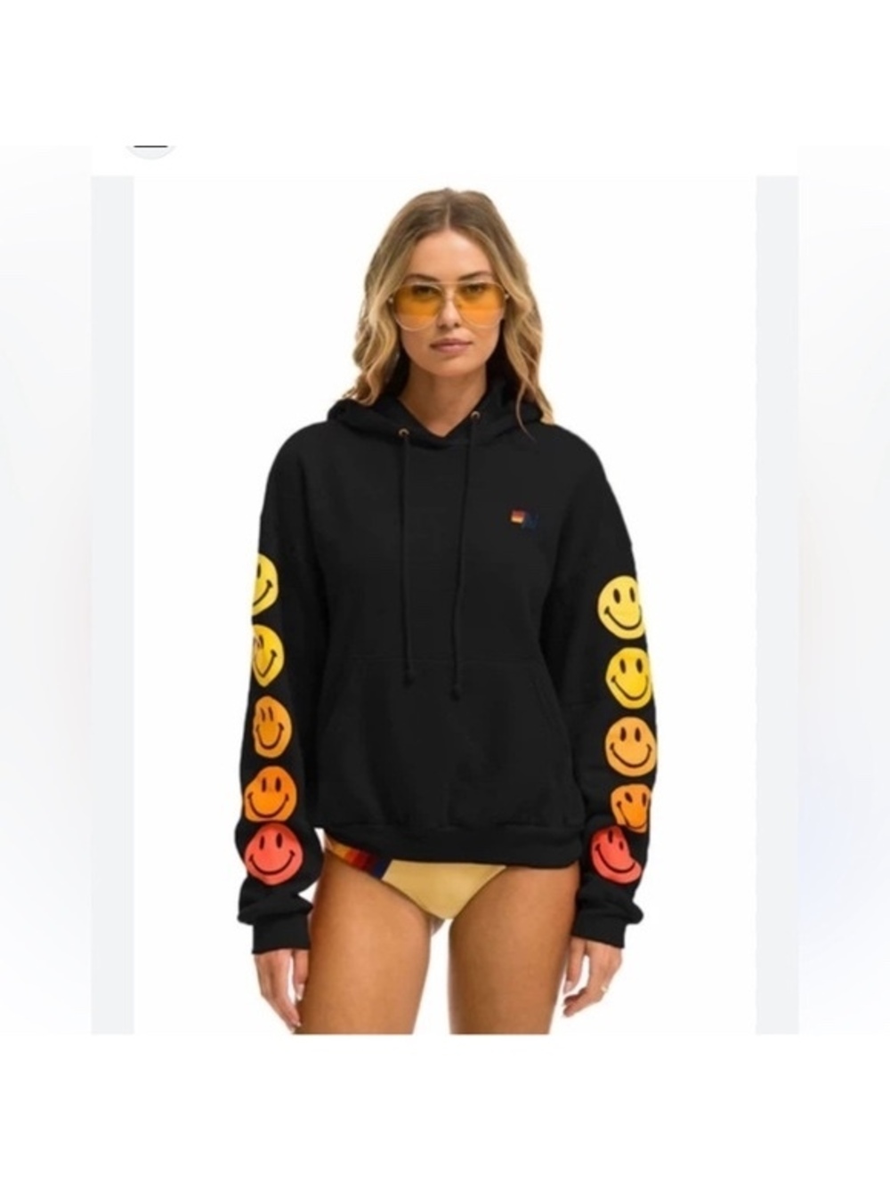 Aviator Nation Smiley Sunset Relaxed Pullover Hoodie Small